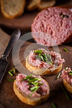 Bread with spreadable sausage