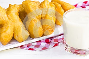 Bread stick or chiness deep fried or patongko of thai and soy milk