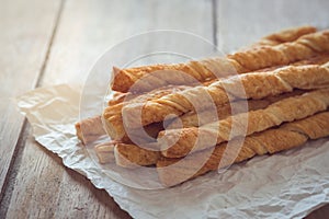 Bread sticks on baking sheet