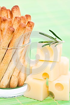 Bread sticks and cheese