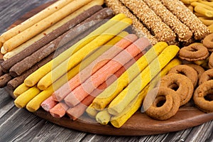 Bread sticks and cookies photo