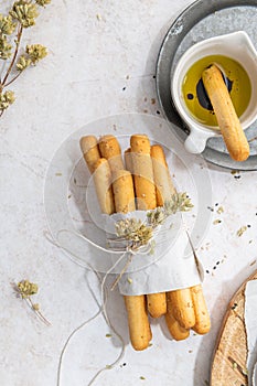 Bread sticks with sesame seeds