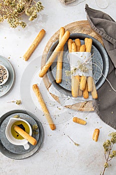 Bread sticks with sesame seeds