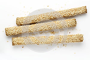 Bread sticks on white