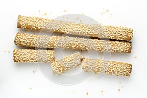 Bread sticks on white