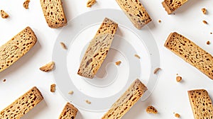 Bread sticks on a white surface