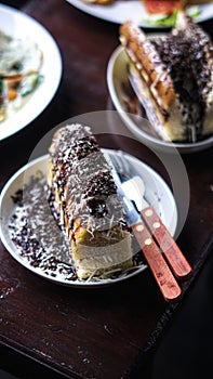 Bread stuffed with grated chocolate and cheese