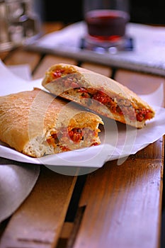 Bread stuffed with vegetable