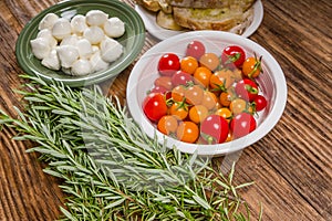 Bread tomatoes and cheese ingredients