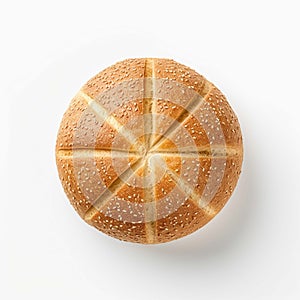 bread top view with white background isolate ,- generative Ai illustration