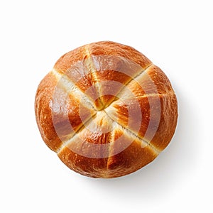 bread top view with white background isolate ,- generative Ai illustration