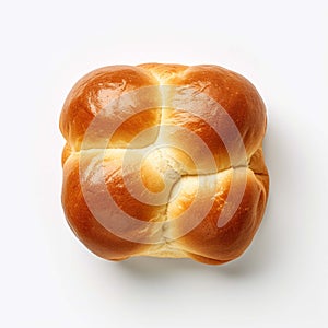 bread top view with white background isolate ,- generative Ai illustration