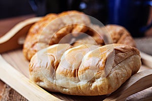 Bread on tray.