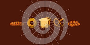 Bread types of bakery vector design