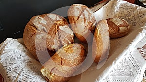 Bread types in greece round isolated in white and black