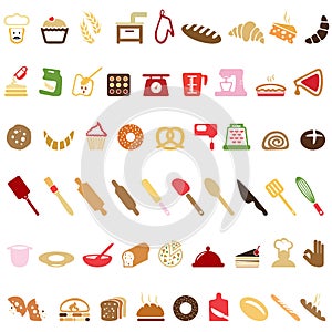 Bread. Various bakery pastry products on a white background
