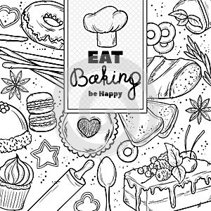Bread vector hand drawn set illustration in graphic retro style. Can be used for design, shops, restaurants, bakeries, menus,