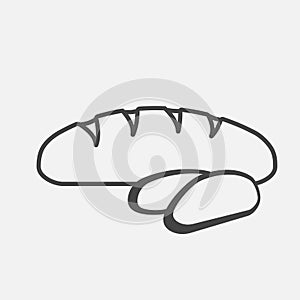 Bread vector icon. Loaf is cut into pieces.