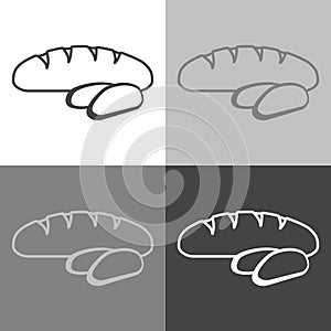 Bread vectorset icon. Loaf is cut into pieces. Vector icon on