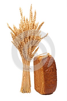 Bread with wheat and ears