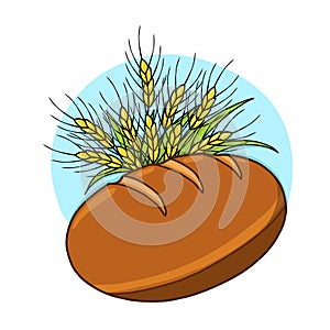 Bread and wheat illustration on white background