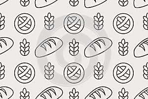 Bread and Wheat Seamless Pattern Background