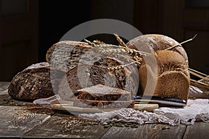 Bread, Wheat, Wood And Knife