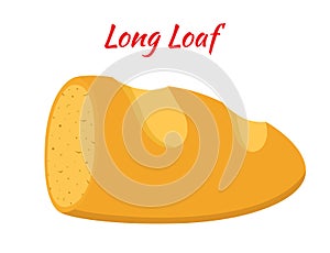 Bread, whole grain loaf, bakery, pastry. Cartoon flat style. Vector