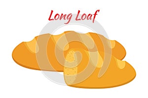 Bread, whole grain loaf, bakery, pastry. Cartoon flat style. Vector