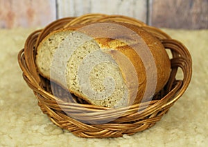 Bread in the wicker scuttle