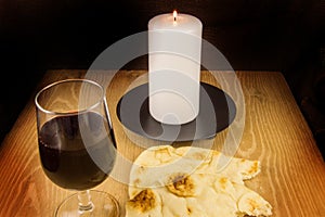 Bread, Wine, Candle and Rosary