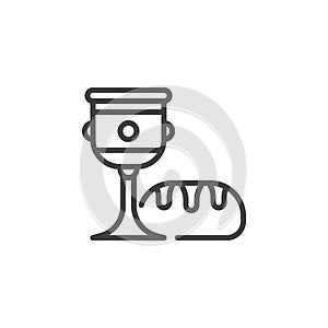 Bread and wine cup line icon
