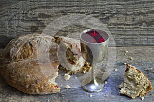 Bread and wine holy communion sign symbol