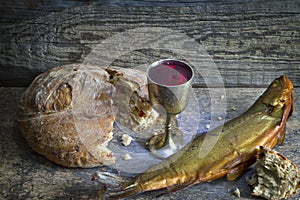 Bread and wine holy communion sign symbol