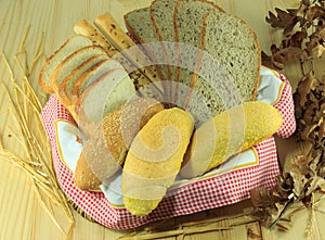 Bread on a wooden background