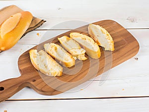 Bread on a wooden cutting board