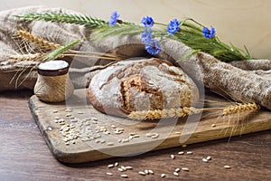 Bread on wooden table