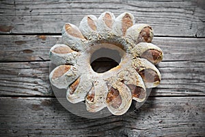 Bread wreath for holidays, rustic artisan style photo