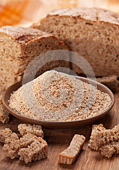 Breadcrumb with black bread photo