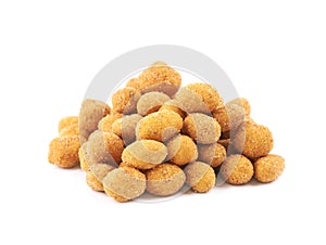 Breadcrumb coated nut pile isolated