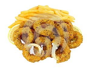 Breadcrumb Covered Calamari And French Fries