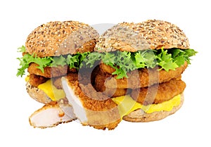 Breadcrumb covered chicken fillet sandwich rolls