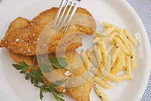 Breaded chicken fillet photo