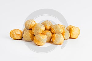Breaded Chicken nuggets Fillet with salad on a White Background,food at home. Fast homemade food.Chicken breaded