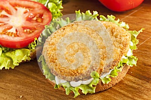 Breaded Chicken Patty Sandwich on a Bun