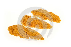 Breaded chicken spicy sirloin on a White Background