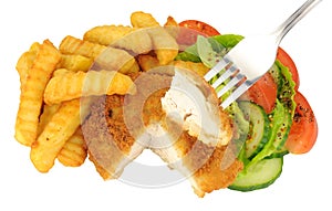 Breaded Chicken Steak And Chips Meal