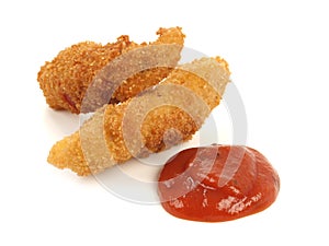 Breaded Chicken Sticks - Isolated on white Background