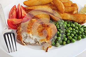 Breaded hamour meal with fork