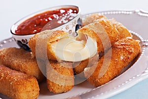 Breaded mozzarella cheese sticks